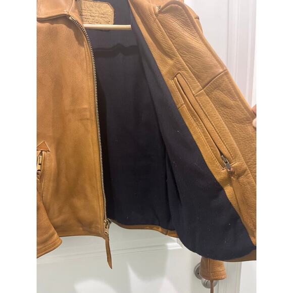 Vintage Walter Leather Co. Made in Mexico Leather Cognac Biker Jacket Sz S - Picture 5 of 7
